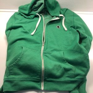 Mens XL Green Express zip up hoodie w/nvy blu logo